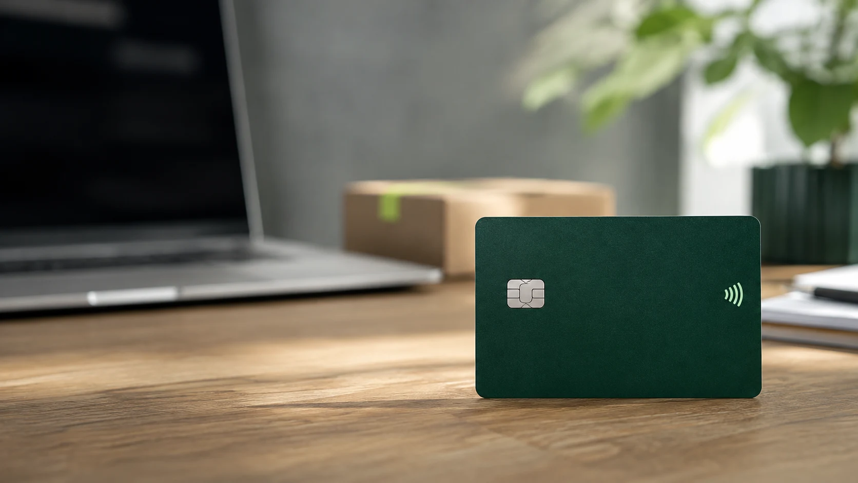 A clearly recognizable payment card with chip and contactless symbol in a Shopify payout program setting